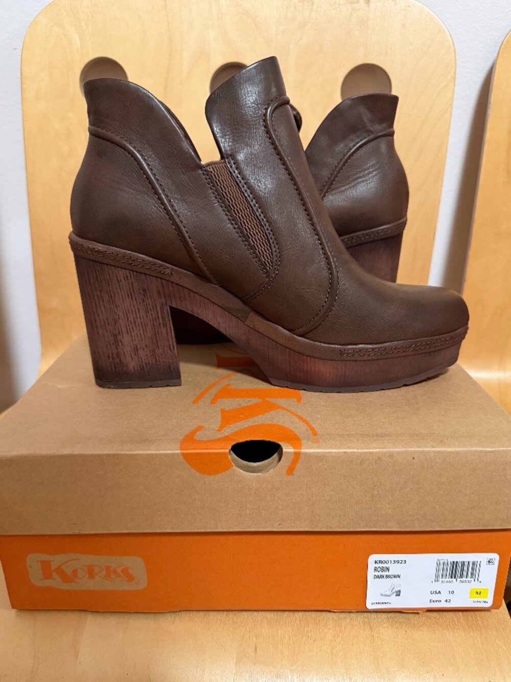 KORKS High Platform Brown Ankle Boots New